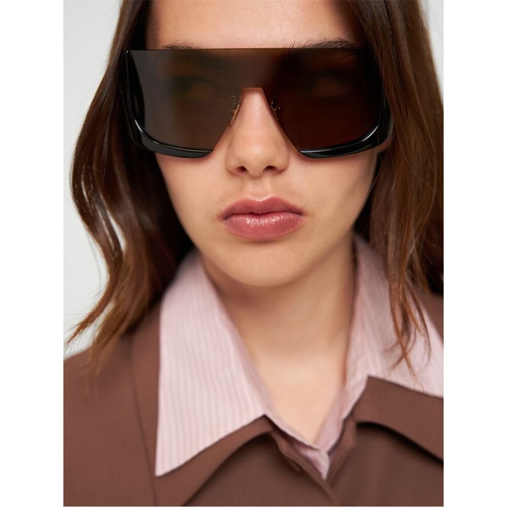 NEW!! Etro ETROMACARON 080770 Oversized Black Shield Sunglasses Authentic - Picture 4 of 7